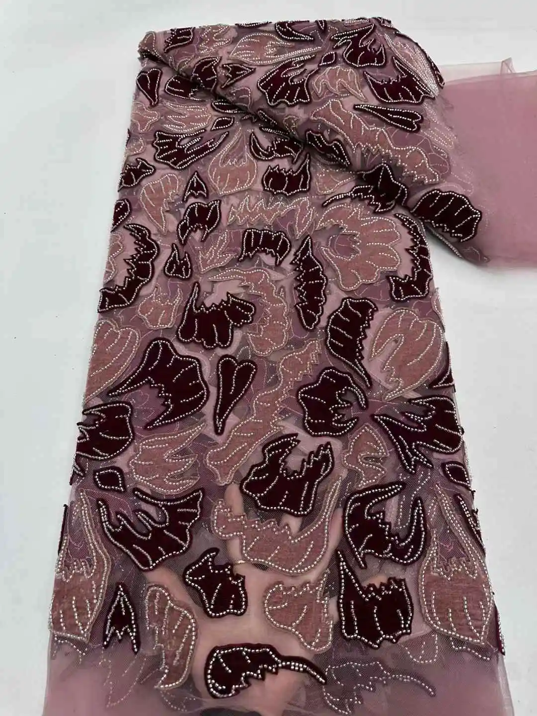 Нежная элегантная австрийская бархатная ткань высшего качества с вышивкой и