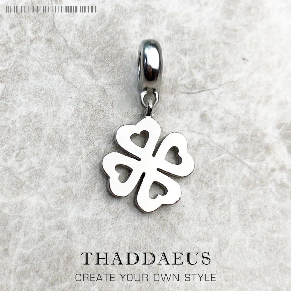 

Cloverleaf Heart Dangle Charm Pendant Spring Trendy Lucky Love 925 Silver Sterling Gift For Women Jewelry