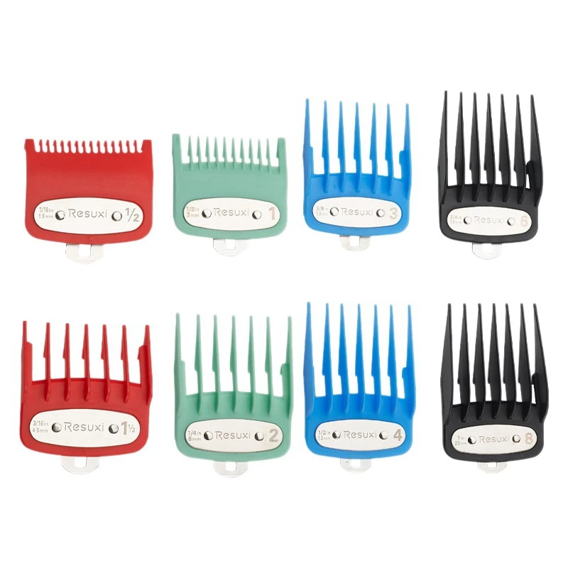 

8Pcs Colorful Guide Comb Multiple Sizes Metal Limited Combs Hair Clipper Cutting Tool