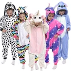 Детские пижамы-кигуруми, фланелевые пижамы с животными, пегасом, единорогом для мальчиков и девочек, зимняя детская одежда для сна, Комбинезоны