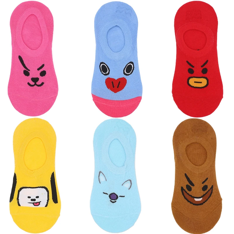 

Cute Cartoon Kawaii Bt21 Socks women's boat socks Cotton Casual Star Surrounding Comfortable Versatile Four Seasons socks