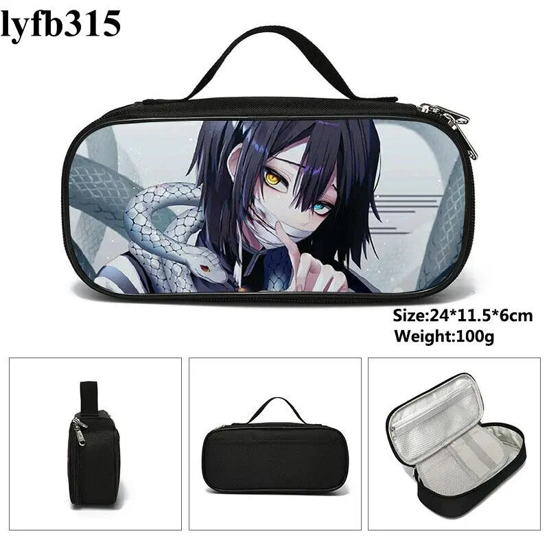 

Черная Аниме Сумка для канцелярских принадлежностей, карандаш, ручка, чехол Iguro Obanai, рассекающий демонов