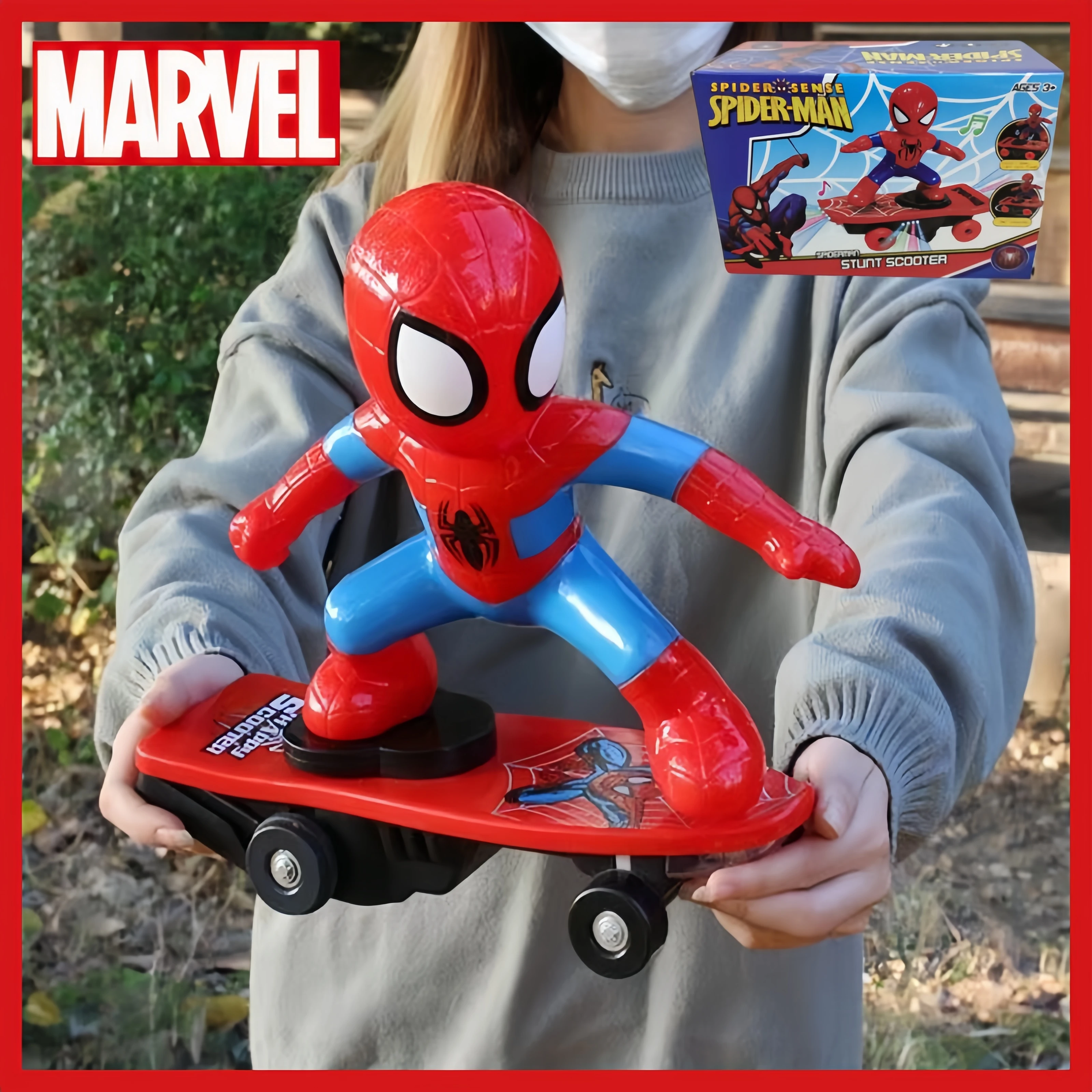 Marvel Человек-паук автоматический вращающийся скейтборд акустооптический