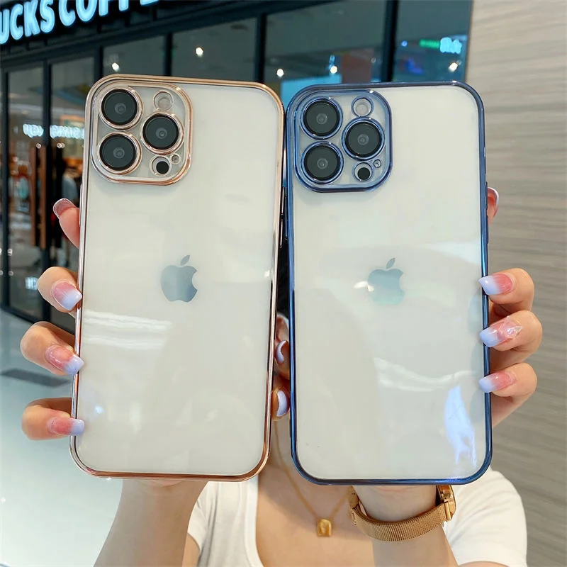 

Прозрачный силиконовый чехол-бампер для iPhone 11 12 13 Pro Max Mini XR X XS 7 8 Plus SE3