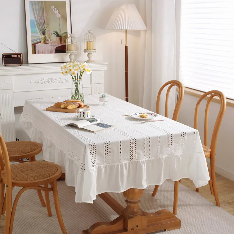 

French lace tablecloth, white cotton tape, rectangular tablecloth, embroidered tablecloth, table cover, fireplace table top
