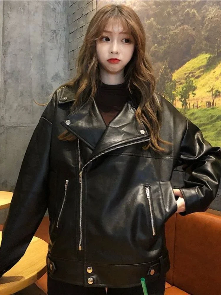 2024 осенняя модная новая женская кожаная куртка с лацканами и темпераментом в