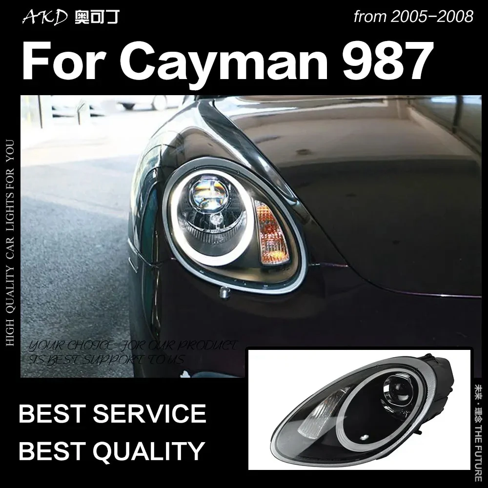 Передняя лампа AKD для Porsche Cayman 987 фары 2005-2008 бокс головного света верхний и нижний