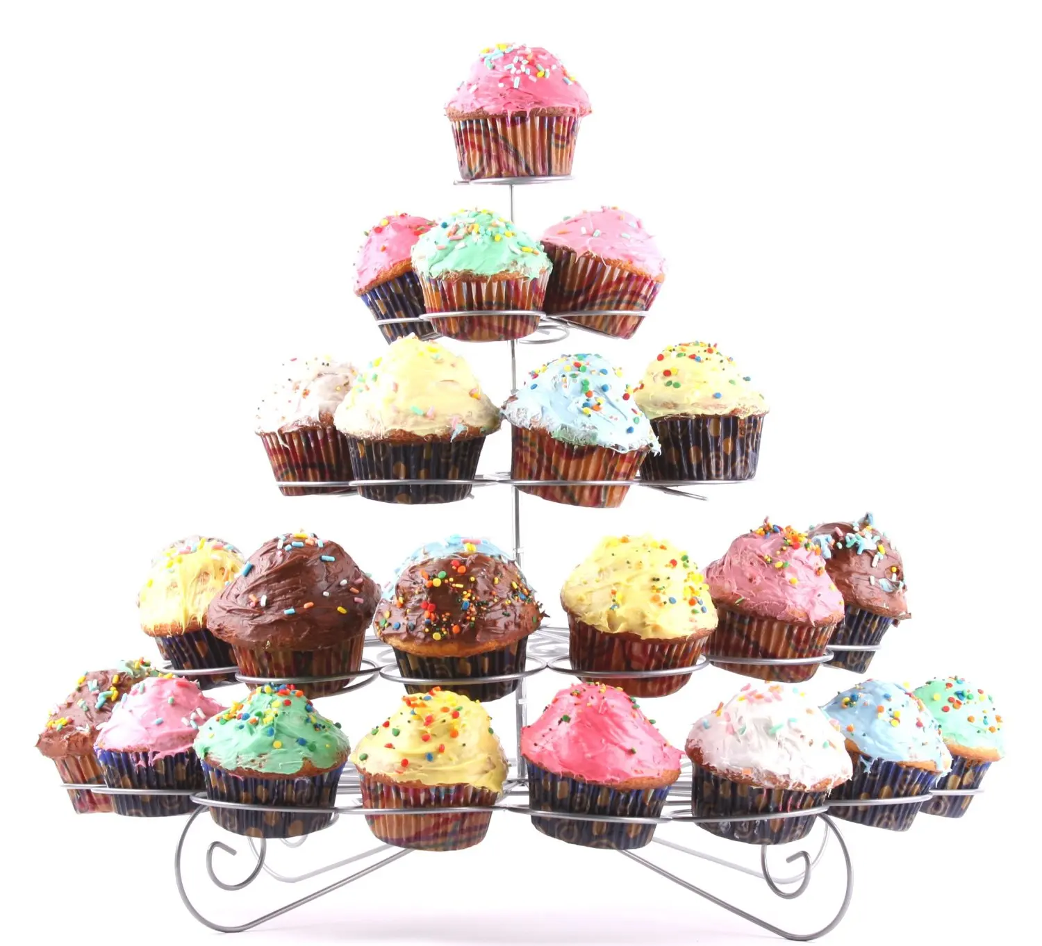 

Free Shipping 41 CUPS 5 TIERS CUPCAKE DESSERT STAND SILVER