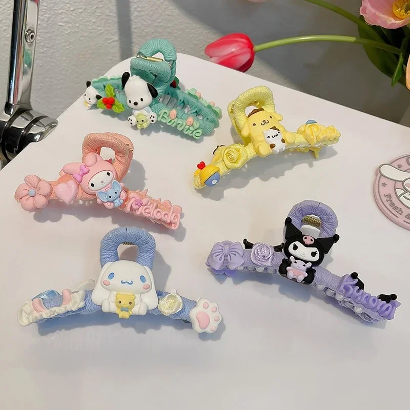 

Kawaii Sanrio Anime Pochacco Pompompurin My Melody Cute Cartoon Shark Clip DIY Claw Clip Hair Accessories Girly Heart