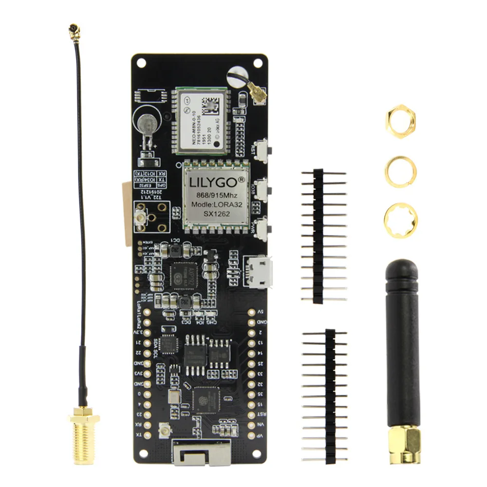 TTGO T-Beam V1.1 ESP32 LoRa SX1262 868/915MHZ Wireless Module NEO-M8N GPS WiFi Bluetooth Board IPEX 18650 Battery Holder