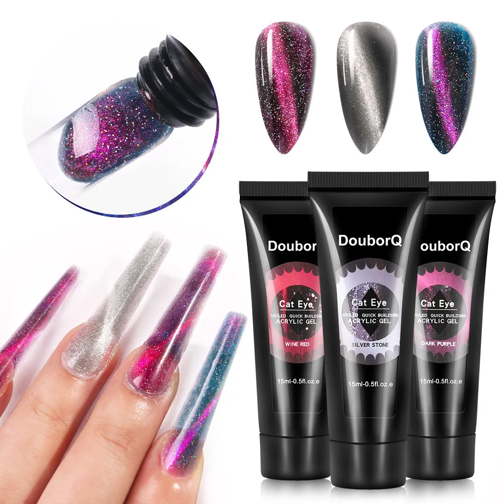

15ml Crystal Nail Art Gel 3D Cat's Eye Varnish Magnetic Soak Off Extension UV Gel Polish Quick-drying Jelly Glitter Nails Gel