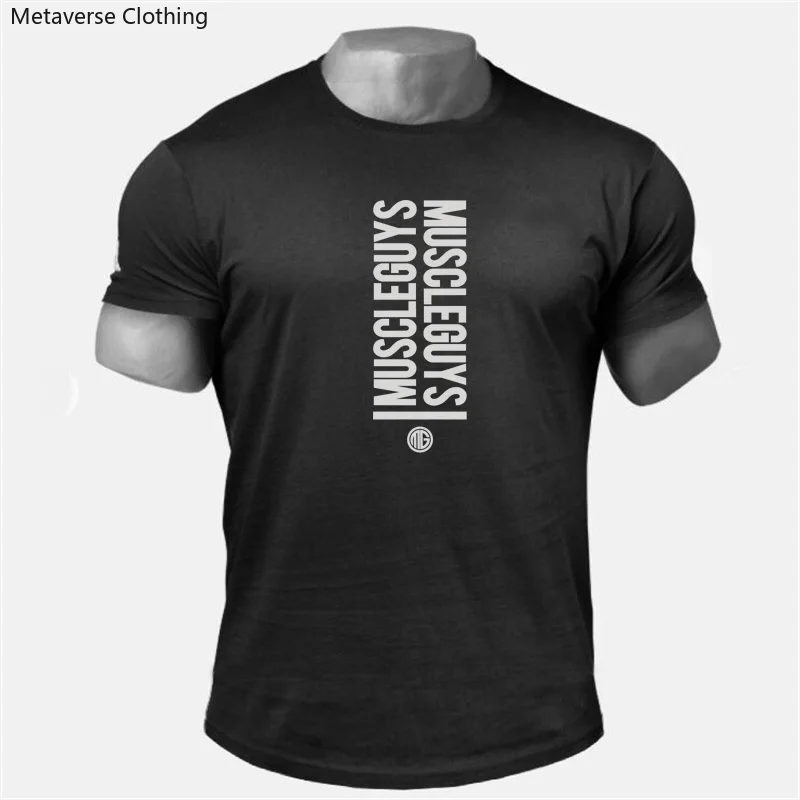 

Футболка мужская с принтом, хлопок, короткий рукав, приталенная, дышащая, повседневная, для спортзала, бодибилдинга, лето