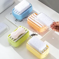 foaming soap box with brush rollers soap storage foaming box with brush drainage box soap bubbler box built in spring container