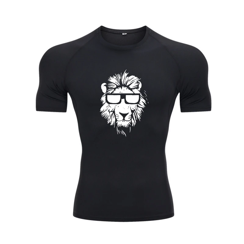 

Футболка мужская Трикотажная с коротким рукавом, 100% хлопок, Повседневная рубашка с принтом животного, Льва, круглый вырез, Топ