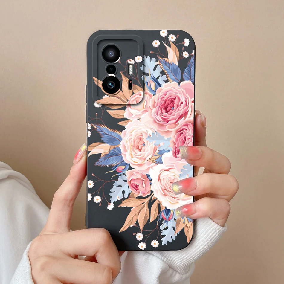 Чехол с цветком для Xiaomi 11T Pro, мягкий жидкий силиконовый обновленный защитный чехол для объектива, задняя крышка для Mi 11 T 11TPro, бампер для девочек (art.: 3920cbc45951e) - 3920cbc45951e