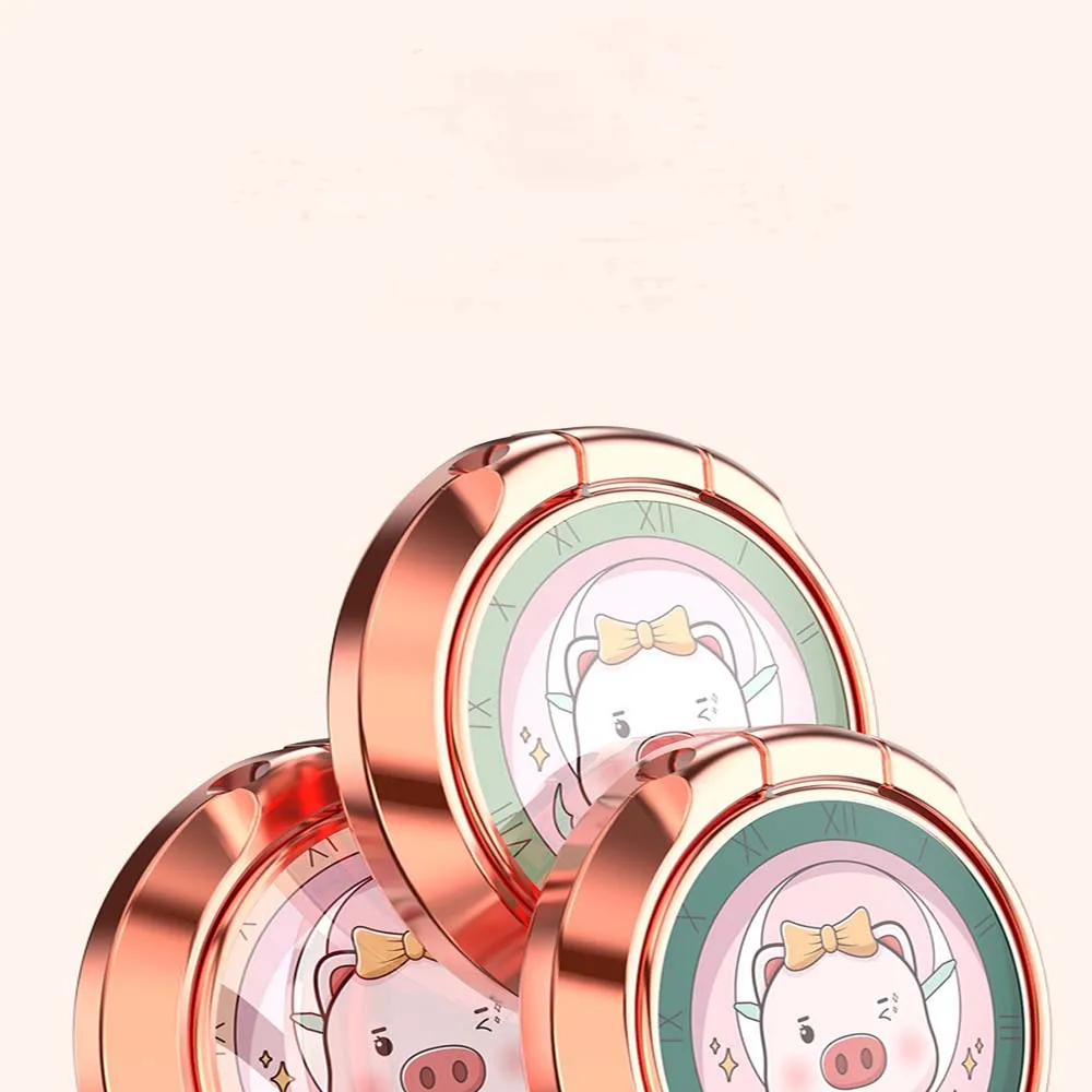 

Cute Cartoon Animal Clock Personality Creativity Support Universal Rings Mobile Phone Bracket