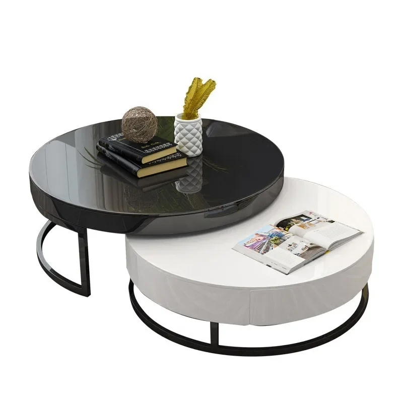 

Современный минималистичный простой журнальный столик в скандинавском стиле для гостиной Маленький журнальный столик из закаленного стекла креативный Модный Круглый Чайный Столик