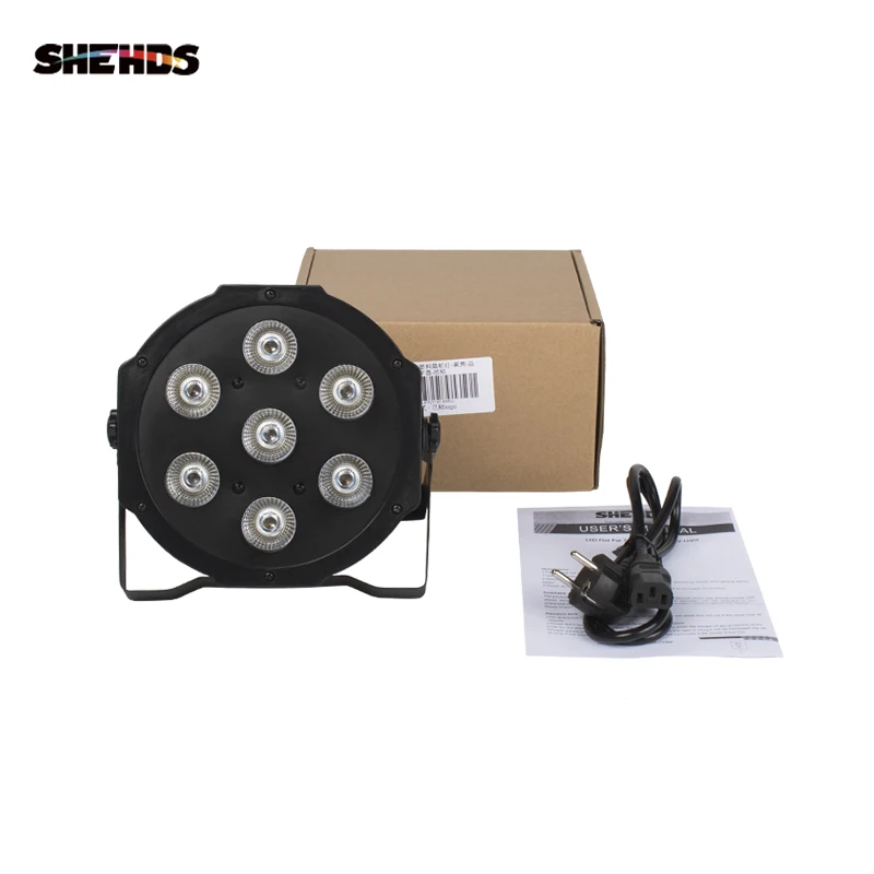

SHEHDS 7x12 Вт/18 Вт RGBWA + УФ светодиодный плоский номинальный светильник с мобильной вилкой, ультра-тихий вентилятор, семейный светильник для дня рождения, вечеринки, театра, свадьбы, сцены