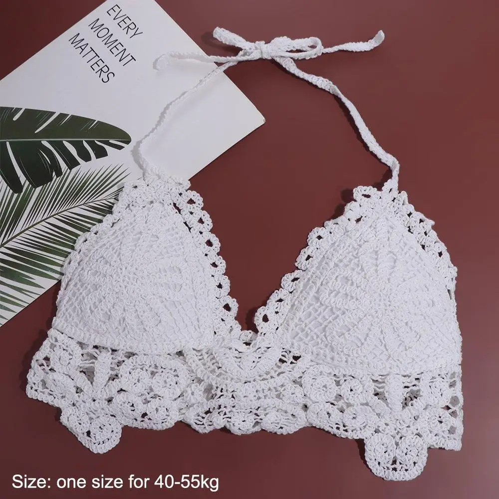 Ажурный жилет в богемном стиле вязаные укороченные топы без рукавов этническом