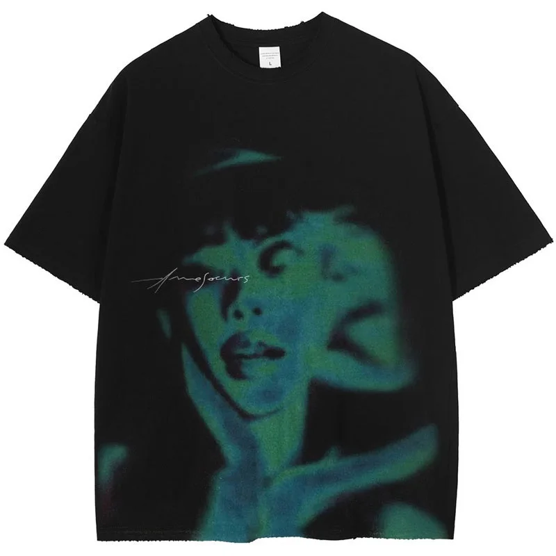 

Винтажная Мужская футболка оверсайз в стиле панк, уличная одежда, футболка в стиле хип-хоп с абстрактным графическим принтом, состаренная футболка 2023, Готическая свободная футболка в стиле Харадзюку
