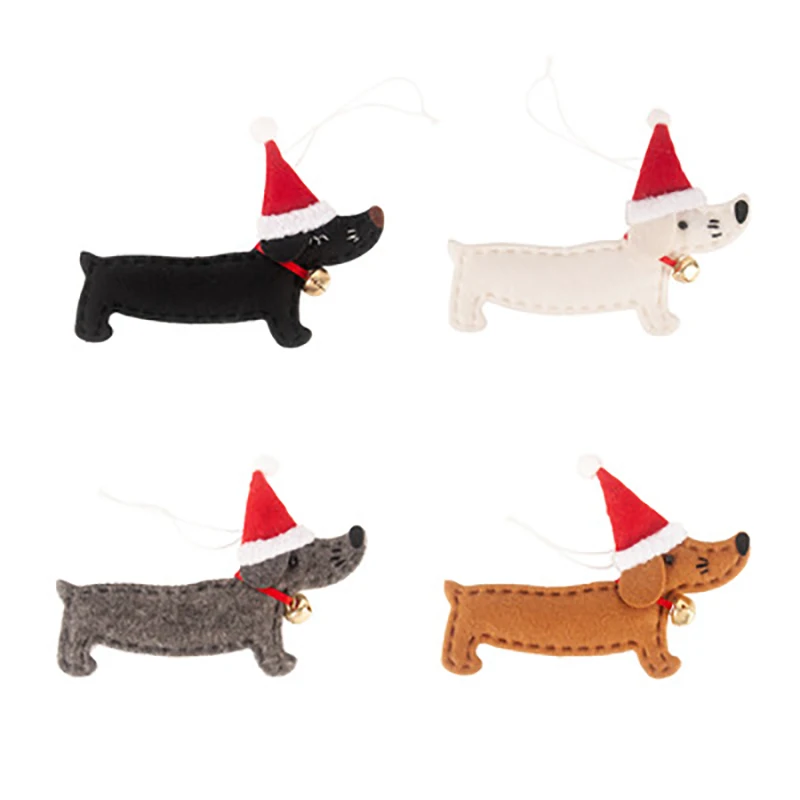 

4pcs 2022 New Year Christmas Ornaments Xmas Gift Dachshund Christmas Tree Decoration Doll Hang Decorations for Home Noel Natal