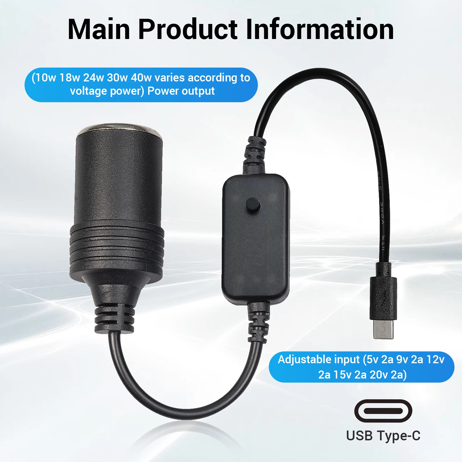 

Переходник с USB Type C на Женский адаптер для автомобильных зажигалок, автомобильных пылесосов