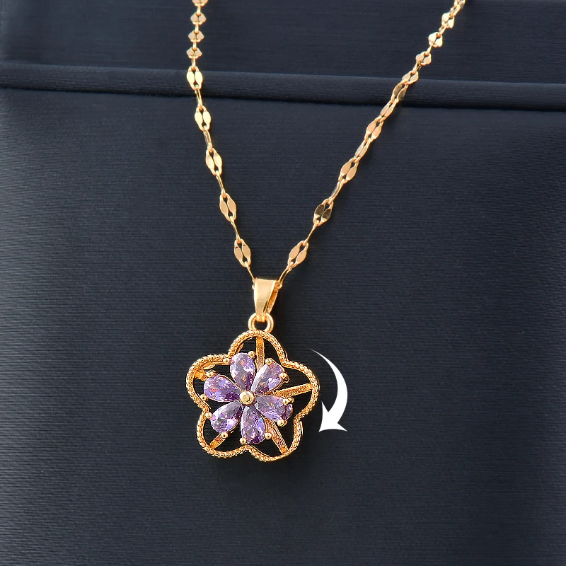 

LEEKER korean fashion Rotatable Spinner Flower bijoux femme Stainless Steel Necklace For Women Chain Choker accessories 854 LK2