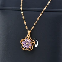 leeker korean fashion rotatable spinner flower bijoux femme stainless steel necklace for women chain choker accessories 854 lk2
