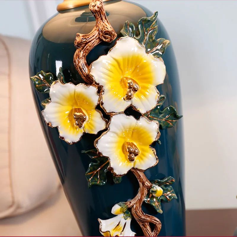 Большая роскошная эмалированная Керамическая Настольная лампа для спальни