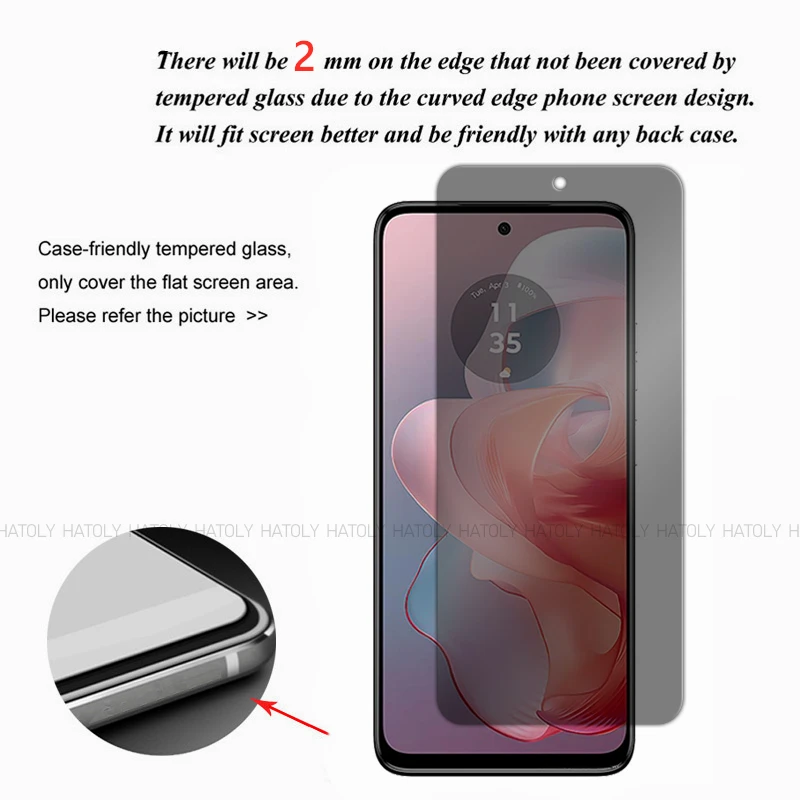2/4 шт. антишпионская защита для экрана Motorola Moto G Power 2024 закаленное стекло