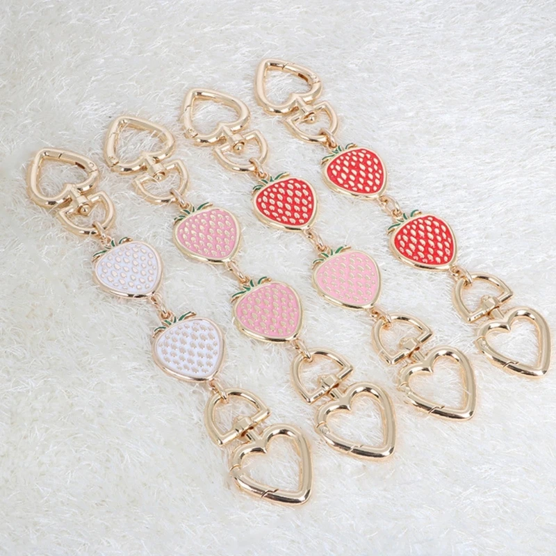 

Purse Strap Extender Strawberry Shaped Flat Chain Strap Extender Charm Decoration Handbag Bag Chain Accessory Durable
