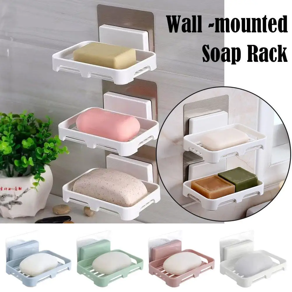 

Bathroom Accessories Soaps Dishes Shower Soap Holder Wall Mount Drain Soap Dish Box Plastic Sponge Soaps Tray Kitchen Organizer