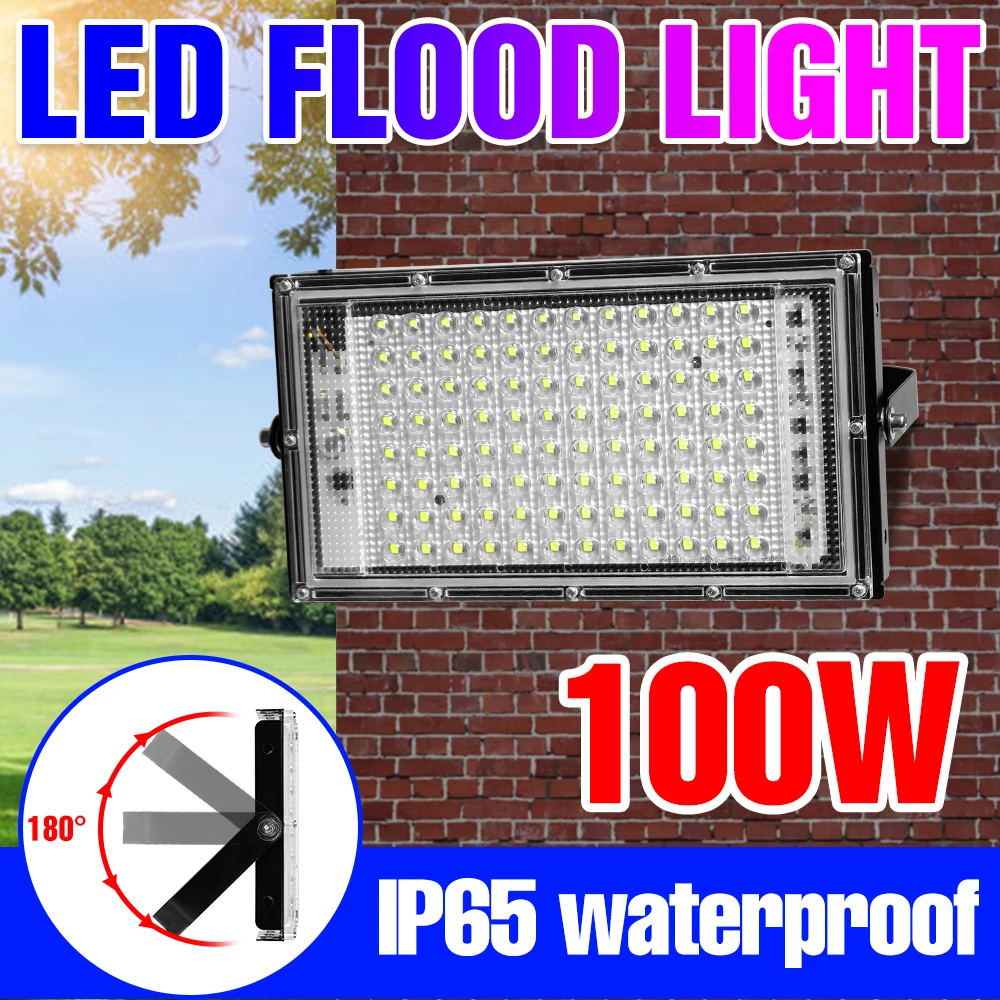 

100W LED Flood Lights 220V Outdoors Spotlight IP65 Waterproof Street Lamp For Garden Lighting Exterior LED Reflector Wall Lamps