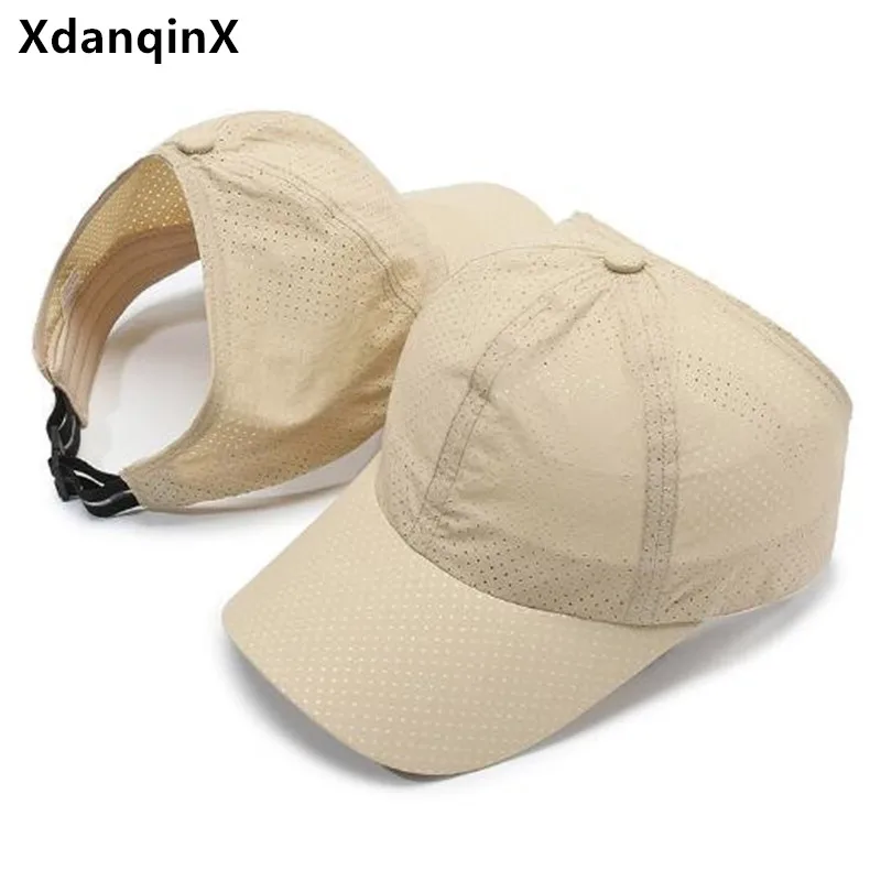 

Summer Men's Caps Empty Topped Breathable Mesh Hat Sunscreen Camping Fishing Cap Personality Ponytail Baseball Cap Women's Hats