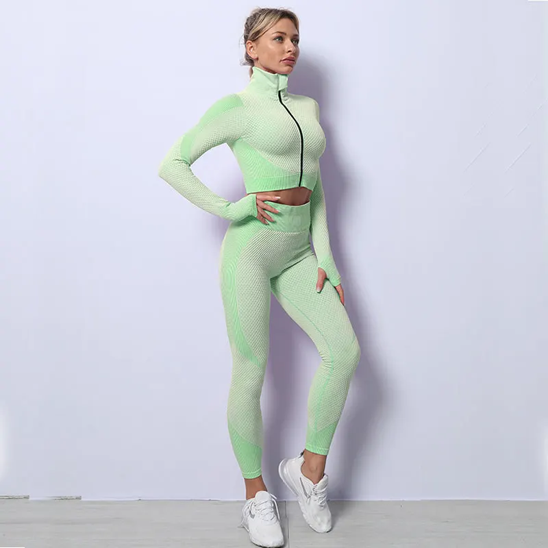 2/3PCS Seamless Yoga Sets Sport Fitness Vest High Waist Hip-Liftting Trousers Suits Workout Clothes Gym Leggings Set for Women
