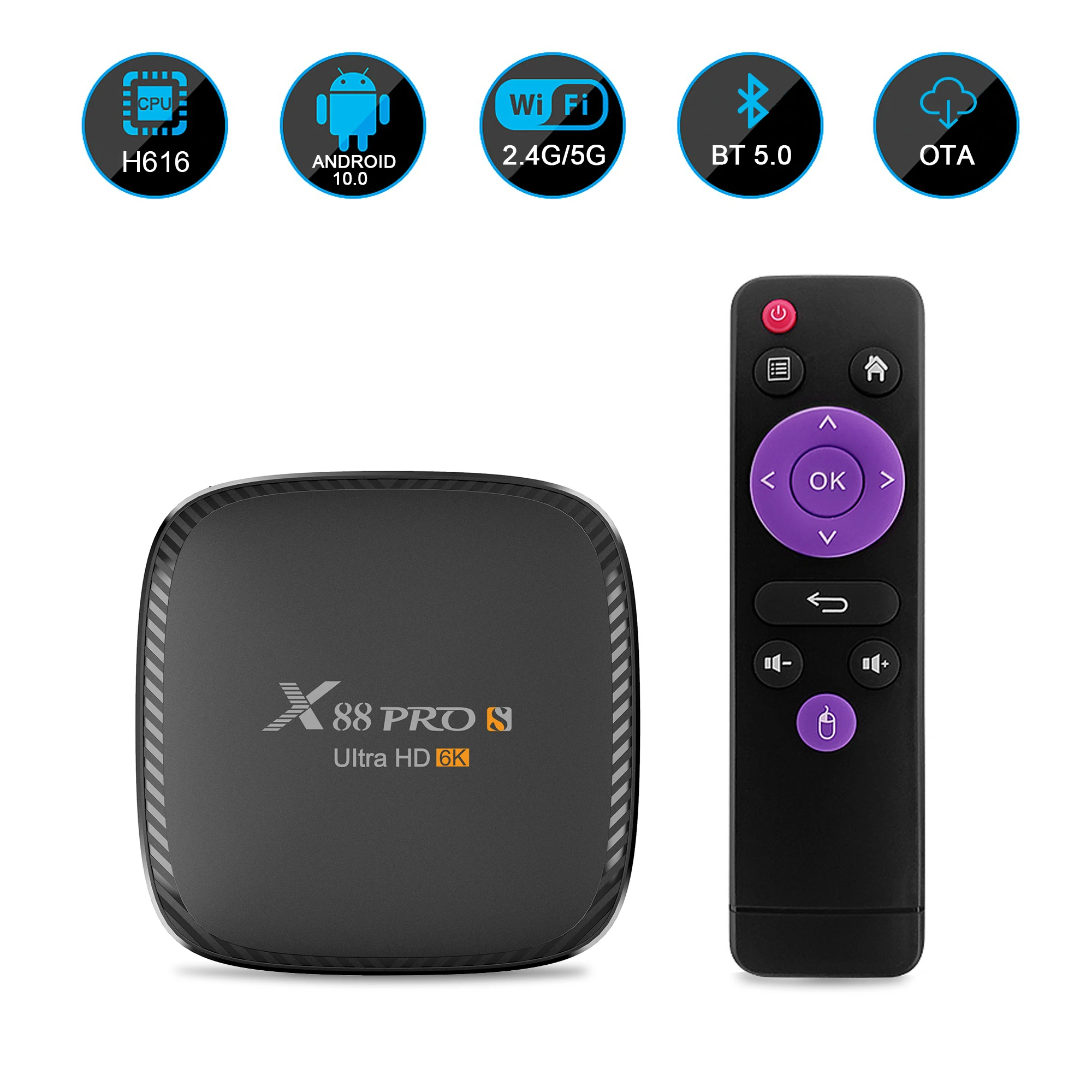 

SIKAI X88 PRO S Android 10.0 Smart TV Box Android 10 4G 128GB 6K TVBOX Rockchip H616 BT 5.0 Youtube 4K Set Top Box Media player