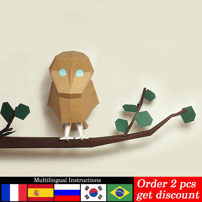 

Owl Animal Home Decor Paper Model Decorations,3D Low Poly Papercraft Art,Handmade DIY Origami Teens Adult Craft RTY060