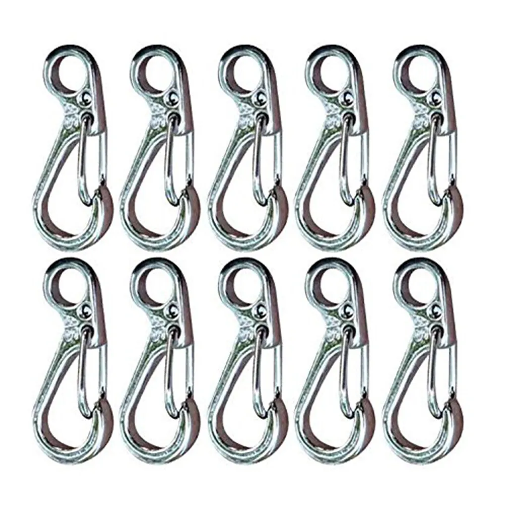 

10pcs EDC Mini Snap Spring Clip Hook Aluminium Alloy Key Chain Mountain Climbing Buckle - Black