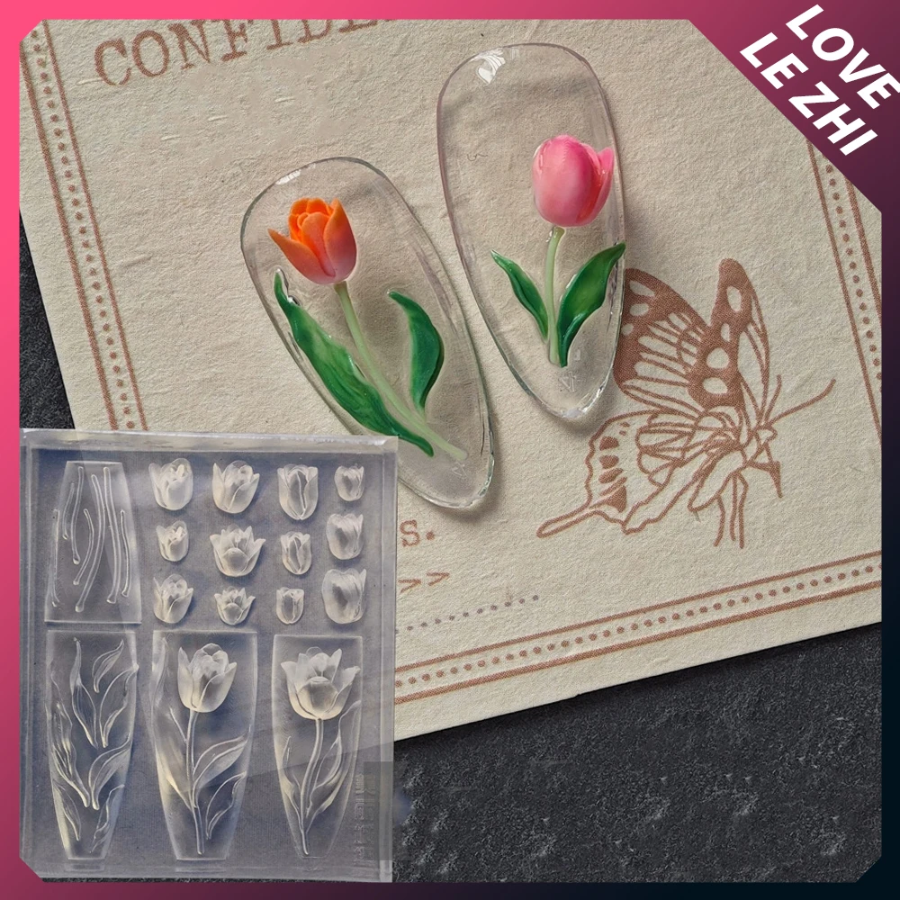 3D цветочная серия формы для дизайна ногтей силиконовые ледяного цветка тюльпан