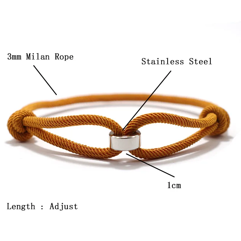 Минималистичный Регулируемый веревочный браслет 100% невыцветающий из