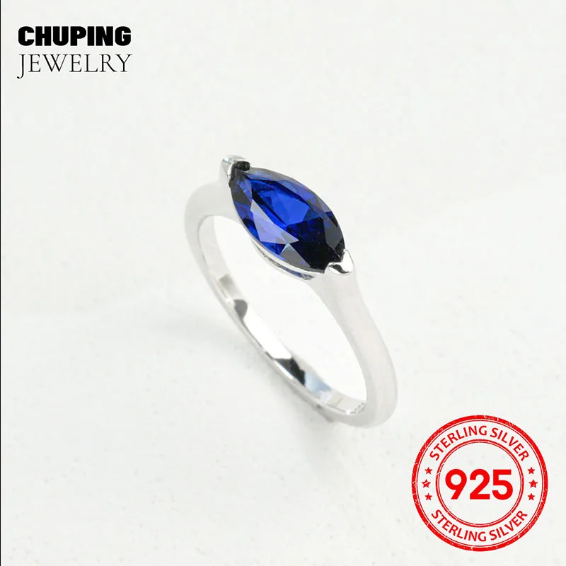 Фото Chu Ping Fine Jewelry Lab Grown Рубин, Сапфир и Изумрудный Маркиза огранки 5*11 мм Серебряное кольцо S925 для женщин Манефест Персональный вкус №3
