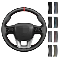 diy car accessories steering wheel cover braid wearable carbon fiber leather for toyota fortuner 2015 2021 hilux 2015 2021
