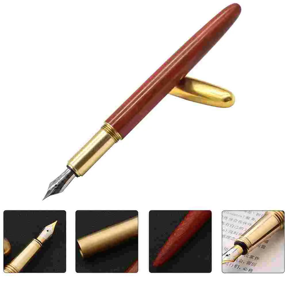 

Pen Fountain Ink Writing Calligraphy Pens Refillable Birthday Piston Student Wooden Signature Point Gift Stationery Kid Party