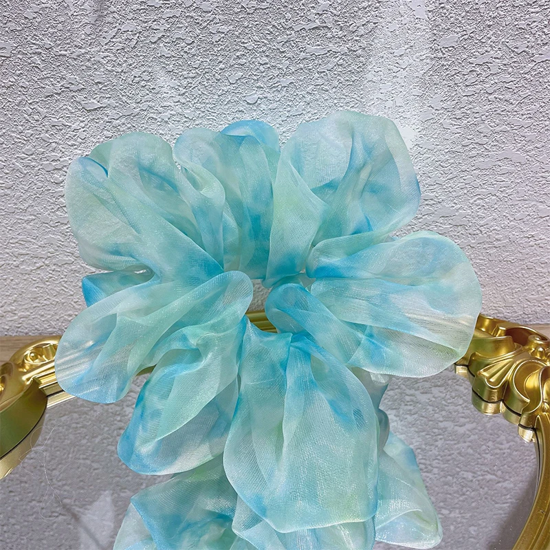 

DIY Tie-dye Net Yarn Oversized Hair Rope Summer Chiffon Elastic Rubber Bands Women Ponytail Holder ties Gum For Hair Accessories