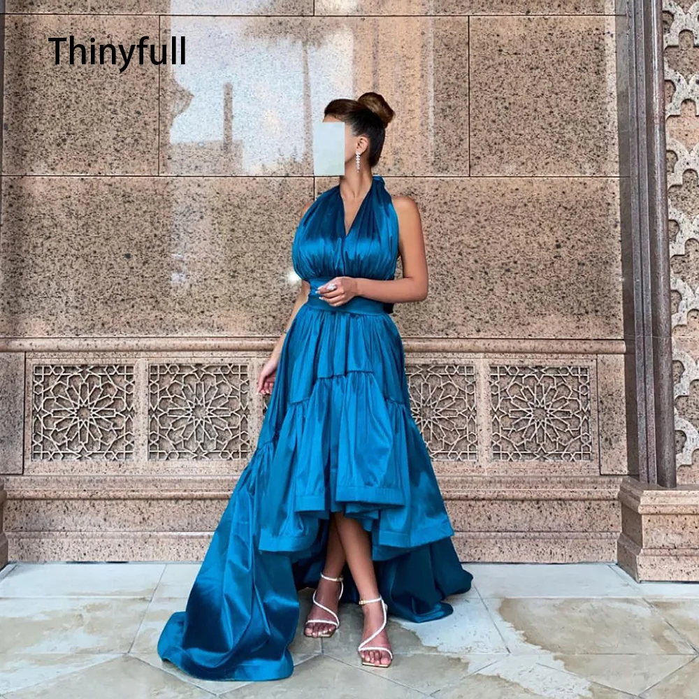 

Thinyfull A Line Saudi Arabia Evening Party Dress Stain Sweep Train Halter Stain Prom Gowns Dubai Formal Dress Prom Dress