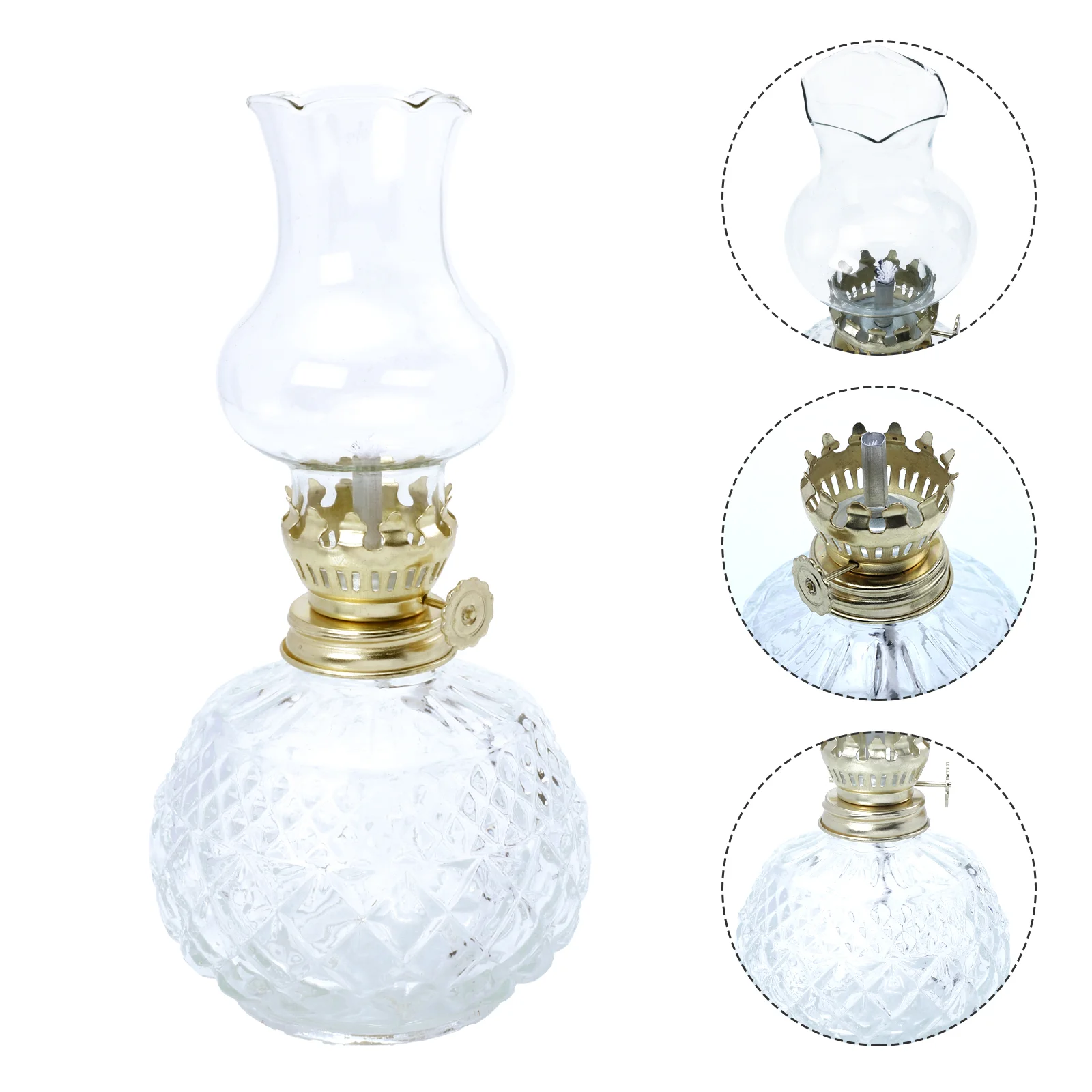 

1 шт. домашняя масляная лампа в стиле ретро, стеклянная керосиновая лампа, уникальный декоративный масляный светильник с фитилями