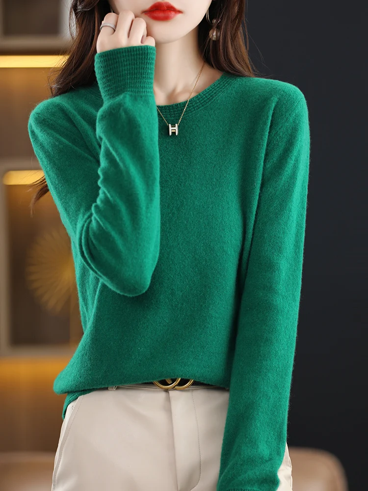

Wool Sweater Cashmere Autumn Design Winter Sweater Knitted Blend Horseshoe Tops New Pullover Casual Female O-neck Woman