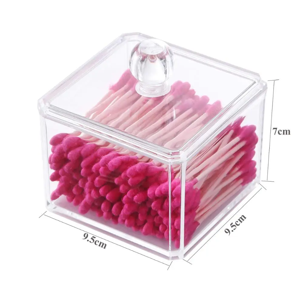 

Makeup Organizer Cotton Transparent Bottle Acrylic Round Container Cotton Swab Make Up Organizer Plastic Storage Boxes