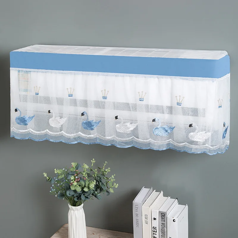 

1 Pcs Lace Edge Air Conditioner Cover Washable Household Dust Cover Bedroom Hanging PEVA All-inclusive Air Conditioner Cover