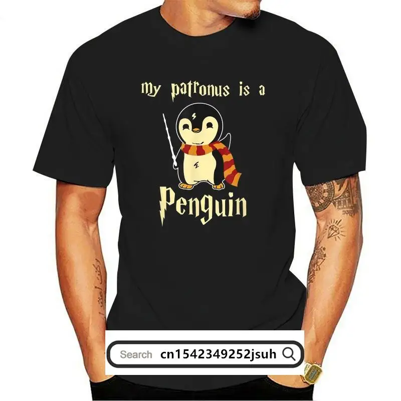

New Printed Men T Shirt Cotton tShirt O-Neck Short-Sleeve Women T-Shirt My Patronus is a Penguin